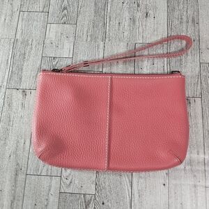 Gap Pink Cow Leather Wristlet Wallet Top Zip